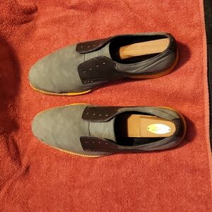 Cole Haan Derby Men's Size 12 M Gray Suede Yellow Soles Casual Shoes (Stains)